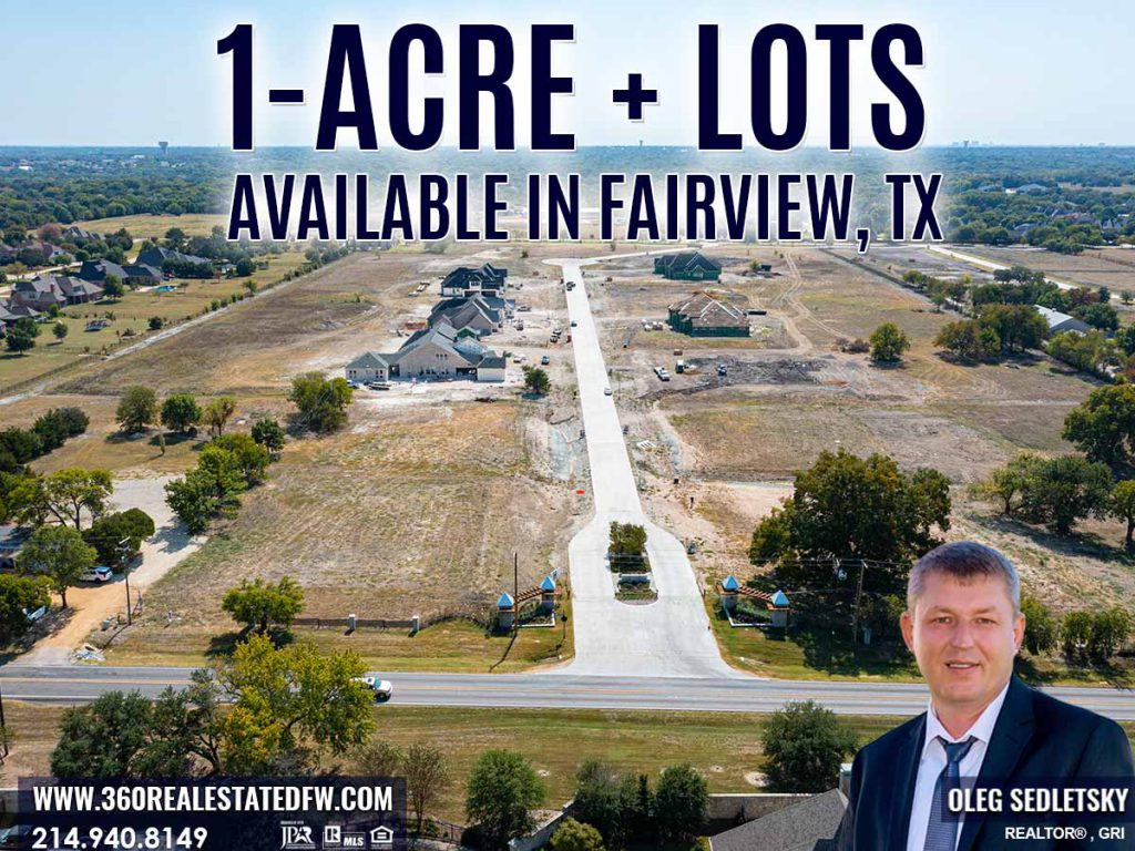 1Acre Lots Available For Custom Home Construction in Fairview TX