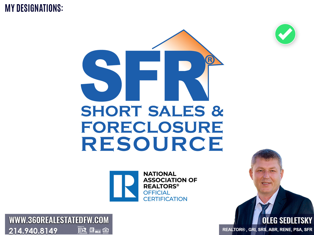 Oleg Sedletsky, Dallas Realtor with The Short Sales and Foreclosure Resource (SFR®) certification