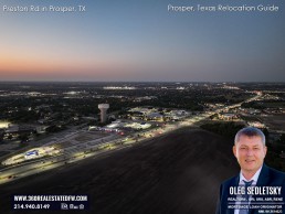 Aerial Perspective of Preston Rd in Prosper, TX, Near Highway 380 (Facing North)