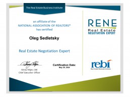 Oleg Sedletsky RENE certificate