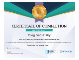 Oleg Sedletsky SFR certificate