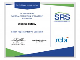 Oleg Sedletsky SRS designation certificate